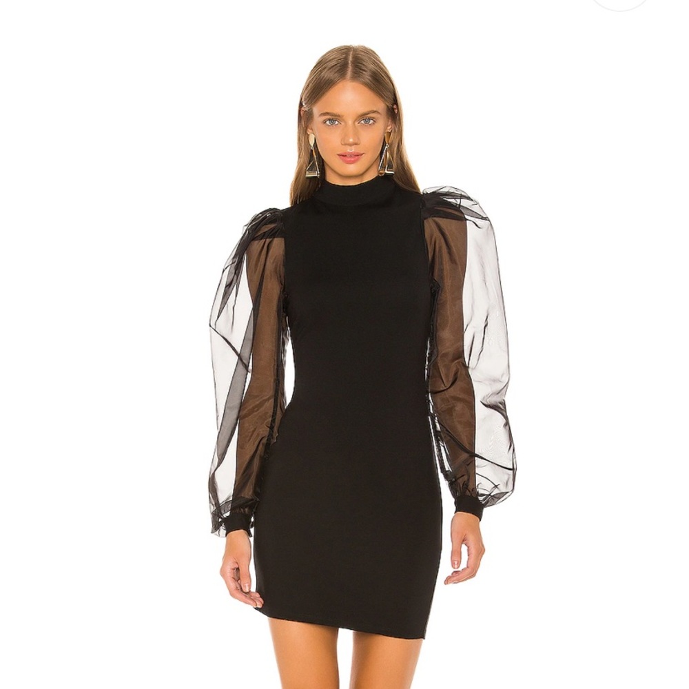 Black mini dress with puff sleeves!